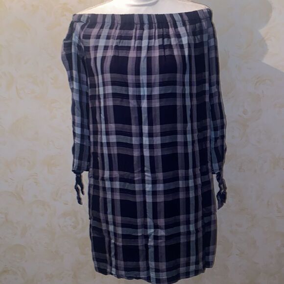 NWOT! Knox Rose Plaid Cold Shoulder Tunic Dress! - Picture 4 of 9